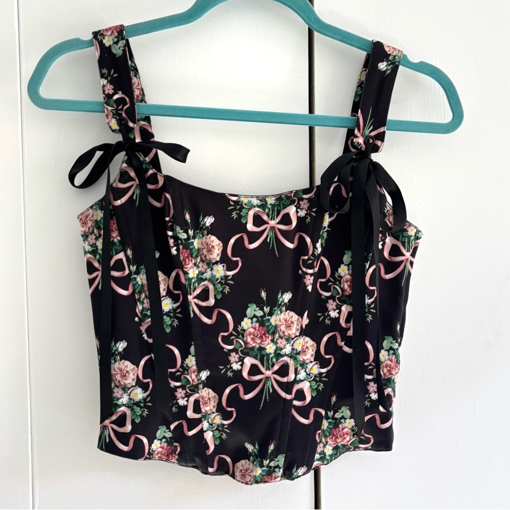 Dolls Kill Widow Bewitched Bloom Floral Corset Top Size XXS